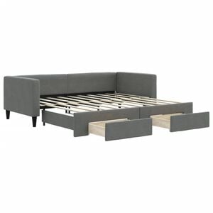 vidaXL Daybed with Trundle&Drawers without Mattress Dark Grey 90x190cm