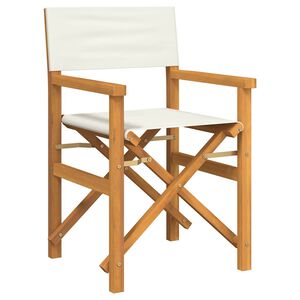 vidaXL Folding Director's Chair Cream Solid Wood Teak