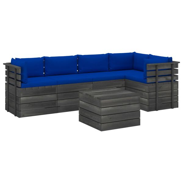 vidaXL 6 Piece Garden Pallet Lounge Set with Cushions Solid Pinewood
