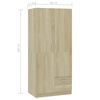 vidaXL Wardrobe Sonoma Oak 80x52x180 cm Engineered Wood