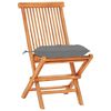 vidaXL 3 Piece Bistro Set with Grey Cushions Solid Teak Wood
