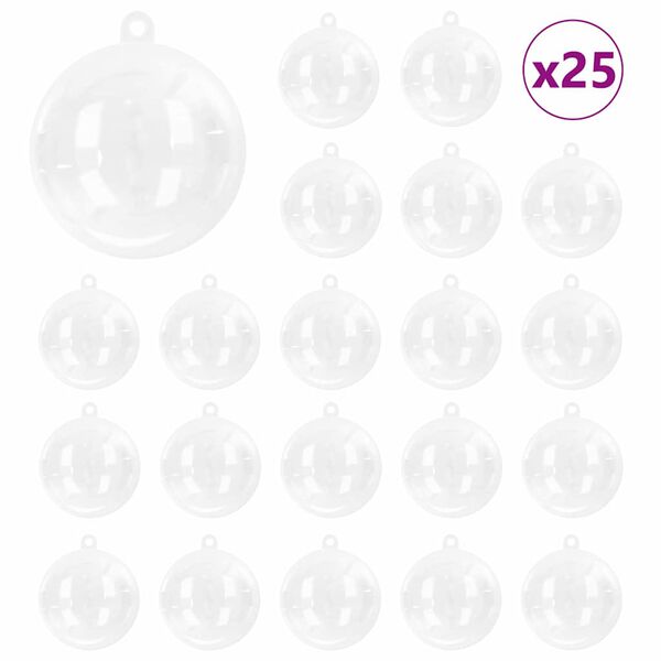 vidaXL Christmas Bauble Set 25 pcs Transparent Ø 8 cm