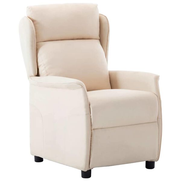 vidaXL Recliner Chair Cream 66.5 x 94 x 101.5 cm Polyester