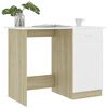 vidaXL Desk White and Sonoma Oak 100x50x76 cm Engineered Wood