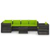 vidaXL 7 Piece Garden Lounge Set with Cushions Grey Impregnated Wood