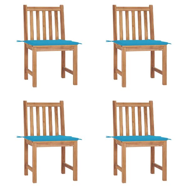 vidaXL Garden Chairs 4 pcs with Cushions Solid Teak Wood