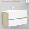 vidaXL 2 Piece Bathroom Furniture Set White and Sonoma Oak Engineered Wood