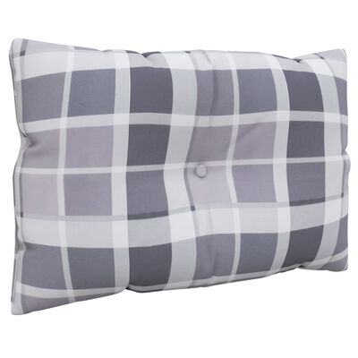 vidaXL Pallet Cushions 3 pcs Grey Check Pattern Fabric
