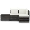 vidaXL 4 Piece Garden Lounge Set with Cushions Grey Impregnated Wood