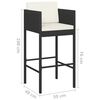 vidaXL Bar Stools 2 pcs with Cushions Black Poly Rattan