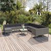 vidaXL 12 Piece Garden Lounge Set with Cushions Poly Rattan Grey