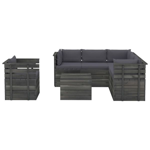 vidaXL 7 Piece Garden Pallet Lounge Set with Cushions Solid Pinewood
