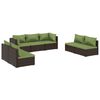 vidaXL 7 Piece Garden Lounge Set with Cushions Poly Rattan Brown
