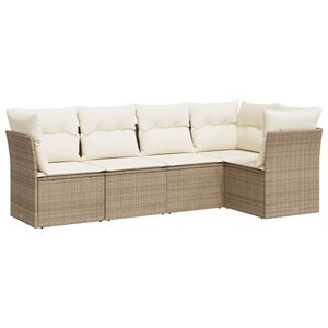 vidaXL Garden Sofa Set | Beige | Poly Rattan | Large | Adjustable Feet