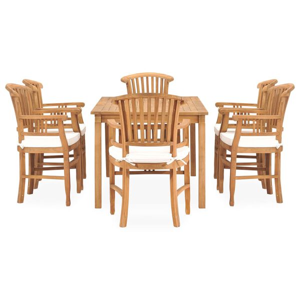 vidaXL 7 Piece Garden Dining Set with Cushions Solid Teak Wood