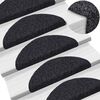 vidaXL Stair Mats Self-adhesive 15 pcs 56x17x3 cm Black Half Round