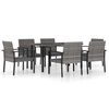 vidaXL 7 Piece Garden Dining Set Poly Rattan Grey