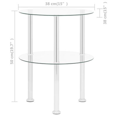 vidaXL 2-Tier Side Table Transparent 38 cm Tempered Glass