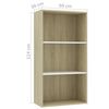 vidaXL 3-Tier Book Cabinet White and Sonoma Oak 60x30x114 cm Engineered Wood