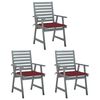 vidaXL Outdoor Dining Chairs with Cushions 3 pcs Solid Acacia Wood