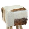 vidaXL Bar Stool Goatskin Leather and Solid Teak Wood