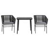 vidaXL 3 Piece Garden Dining Set with Cushions Black Poly Rattan Glass