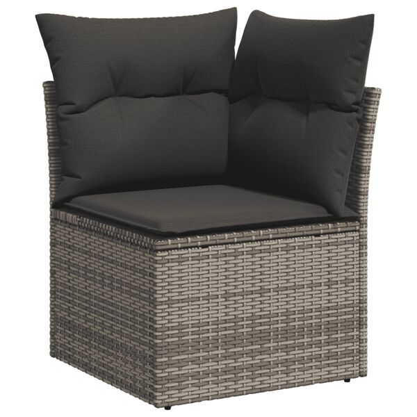 vidaXL 5 Piece Garden Sofa Set with Cushions Grey Poly Rattan