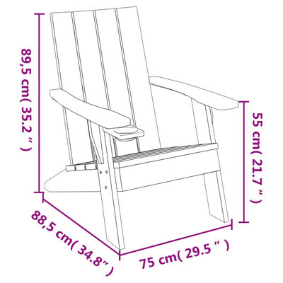 vidaXL Garden Adirondack Chair Light Brown 75x88.5x89.5cm Polypropylene