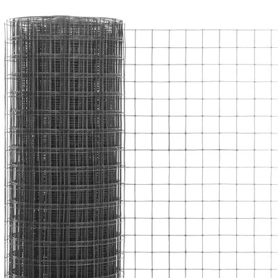 vidaXL Chicken Wire Fence Steel with PVC Coating 10x0.5 m Grey