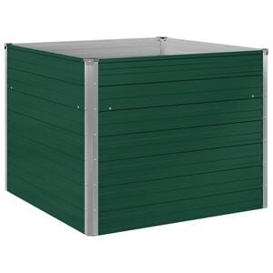 vidaXL Raised Garden Bed 100x100x77 cm Galvanised Steel Green