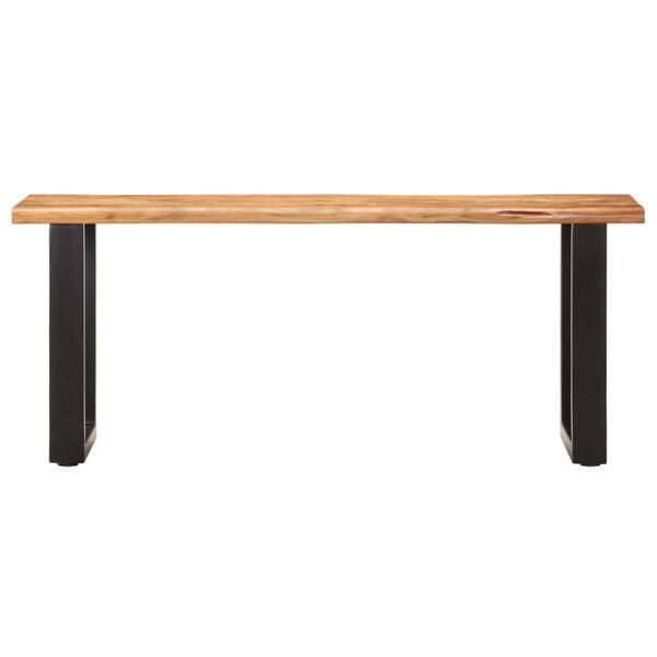 vidaXL Live Edge Bench 110 cm Solid Acacia Wood and Steel