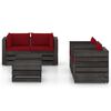vidaXL 6 Piece Garden Lounge Set with Cushions Grey Impregnated Wood