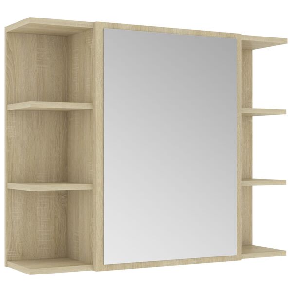 vidaXL Bathroom Mirror Cabinet Sonoma Oak 80x20.5x64 cm Engineered Wood