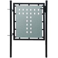 vidaXL Single Door Fence Gate Galvanised Steel 3.28ftx2.46ft Black