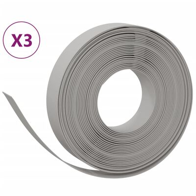 vidaXL Garden Edgings 3 pcs Grey 10 m 10 cm Polyethylene