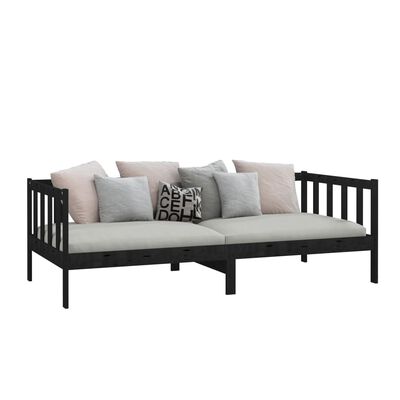 vidaXL Day Bed without Mattress Black Solid Wood Pine 90x200 cm