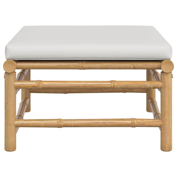 vidaXL Garden Footstool with Light Grey Cushion Bamboo
