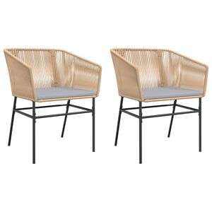 vidaXL Garden Chairs 2 pcs with Cushions Brown Poly Rattan