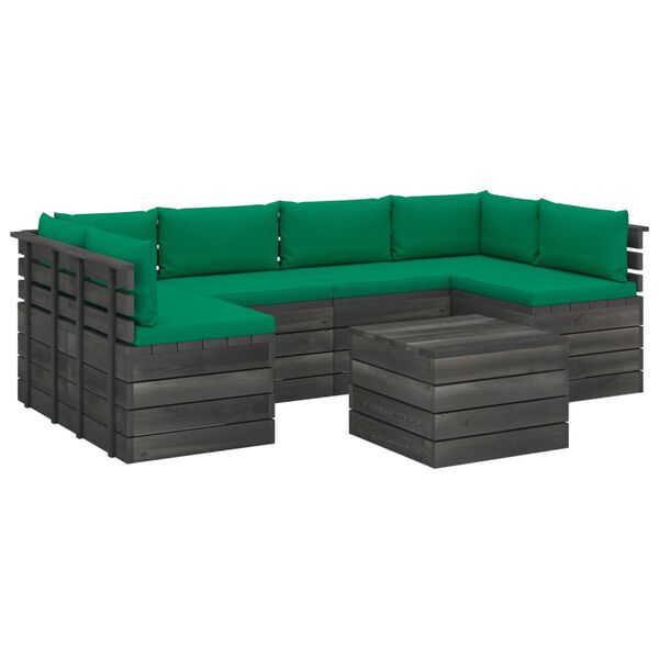 vidaXL 7 Piece Garden Pallet Lounge Set with Cushions Solid Pinewood