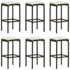 vidaXL Bar Stools with Cushions 6 pcs Brown Poly Rattan