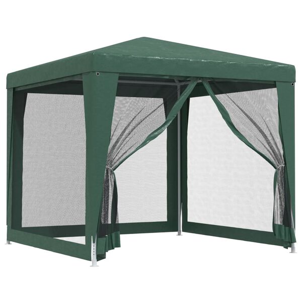 vidaXL Party Tent with 4 Mesh Sidewalls Green 2.5x2.5 m HDPE