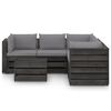 vidaXL 6 Piece Garden Lounge Set with Cushions Grey Impregnated Wood