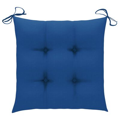vidaXL Garden Chairs with Blue Cushions 4 pcs Solid Teak Wood