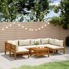 vidaXL 7 Piece Garden Lounge Set with Cream Cushion Solid Acacia Wood