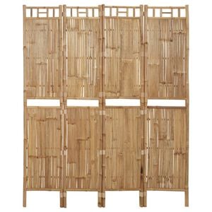 vidaXL 4-Panel Room Divider Bamboo 160x180 cm