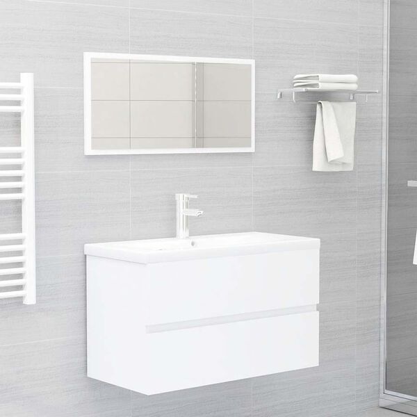 vidaXL 2 Piece Bathroom Furniture Set White Engineered Wood
