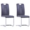vidaXL Cantilever Dining Chairs 2 pcs Grey Faux Suede Leather
