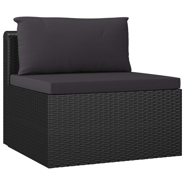 vidaXL 10 Piece Garden Lounge Set with Cushions Poly Rattan Black