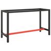 vidaXL Work Bench Frame Matte Black and Matte Red 140x50x79 cm Metal