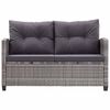 vidaXL 2-Seater Garden Sofa with Cushions Grey 124 cm Poly Rattan